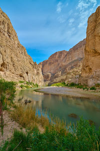 Rio grande surrounded by the walls of the boquillas canyon in big bend national park, texas.