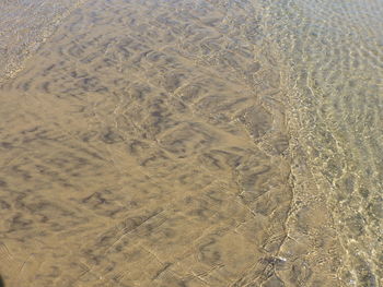 High angle view of sand on beach