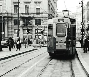 Tramway on street in city