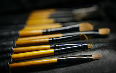 Close-up of colored pencils on table