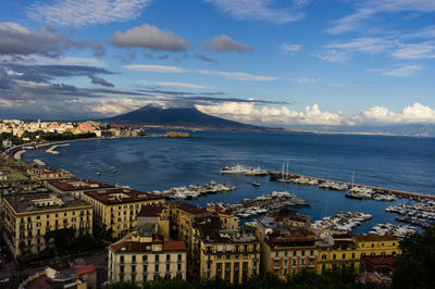 High angle view of city at waterfront