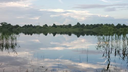 Scenic view of lake against sky