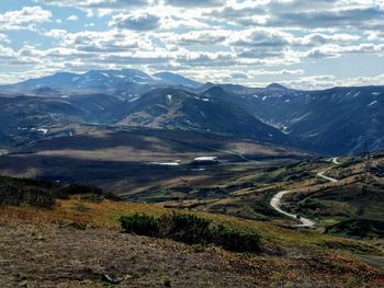 Scenic view of mountains against sky