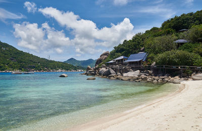 Scenic view of beach against sky