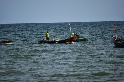 Scenic view of sea against clear sky