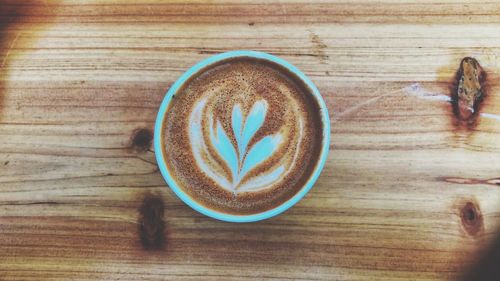 Directly above shot of cappuccino on table