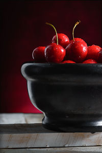 Close-up of cherries in bowl