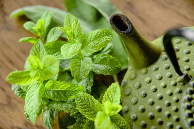 Teapot with mint