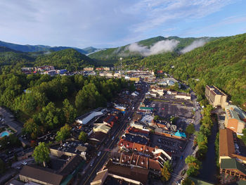 High angle view of townscape against sky