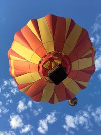 Low angle view of hot air balloon against sky