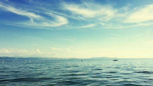 Boat sailing in sea