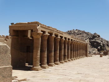 Exterior of historic building against clear sky