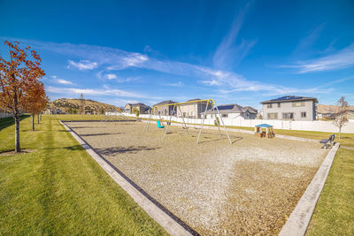 Panoramic shot of field against sky