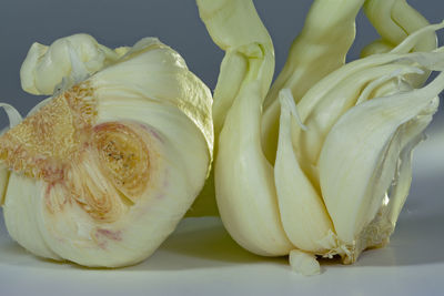 Close-up of garlic bulb on table