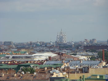 High angle view of townscape against sky