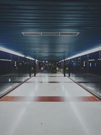 Illuminated subway station platform