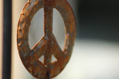 Close-up of rusty metal hanging outdoors