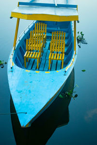 High angle view of yellow floating on water