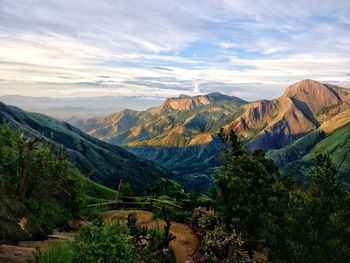 Scenic view of mountains against sky