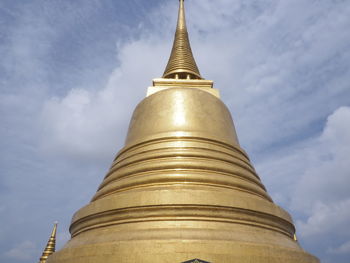 Low angle view of pagoda against sky