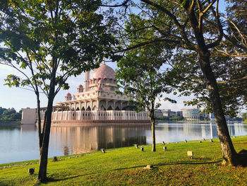 Built structure by the lake