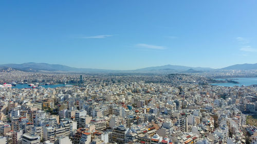 High angle view of townscape against sky