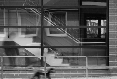 Reflection of building on glass