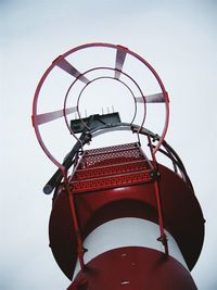 Close-up of red umbrella against white background