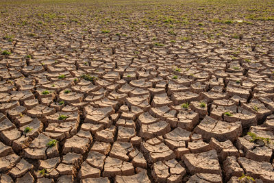 High angle view of cracked land