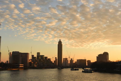 View of city at sunset