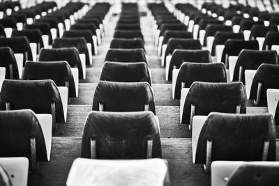 Full frame shot of empty chairs in stadium