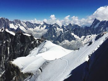 High angle shot of snow covered rocky landscape