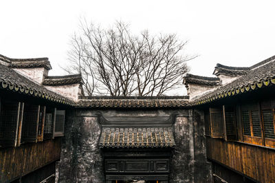 Low angle view of old building against sky