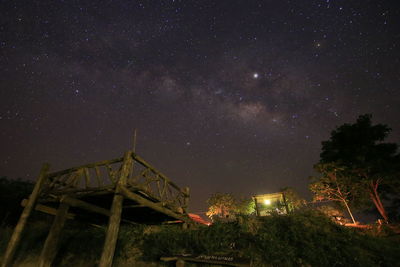 Low angle view of building against sky at night