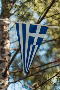 Close-up of flag against blue sky