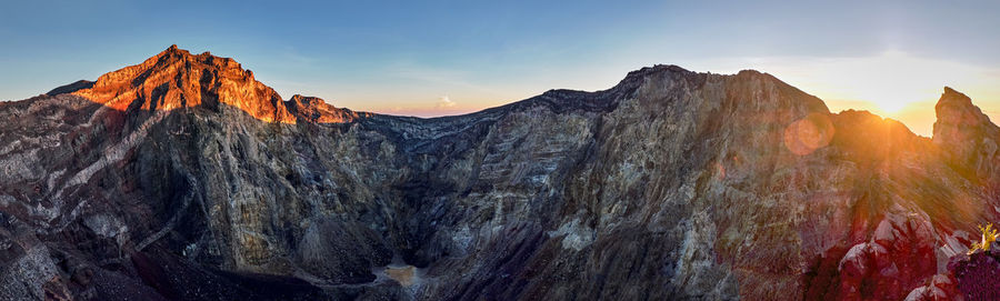 Panoramic view of mountains against sky