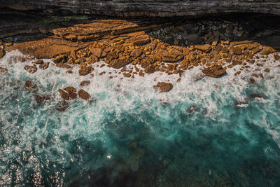 High angle view of sea waves