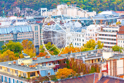High angle view of buildings in city