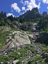 Scenic view of rocky mountains against sky