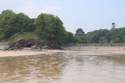 Scenic view of beach against sky