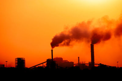 Silhouette buildings against sky during sunset