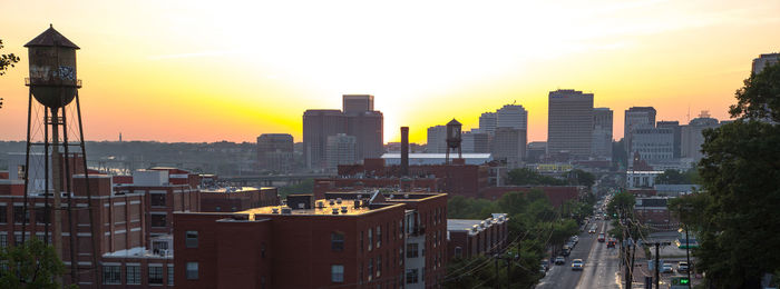 Sunset over city