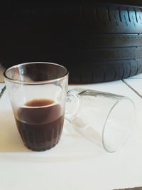 Close-up of coffee cup on table