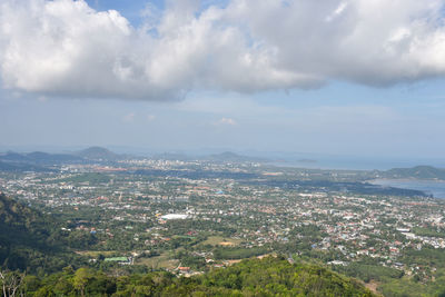 High angle view of townscape against sky