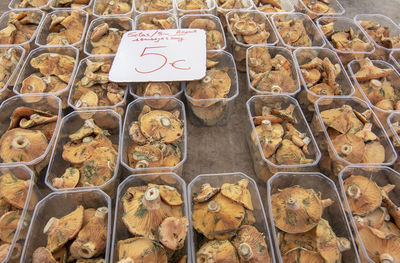 High angle view of food for sale at market