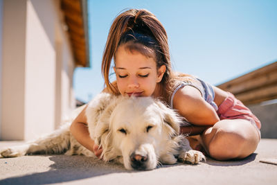 Portrait of man with dog