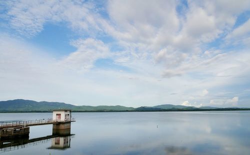 Scenic view of lake against sky