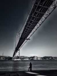 Suspension bridge over river