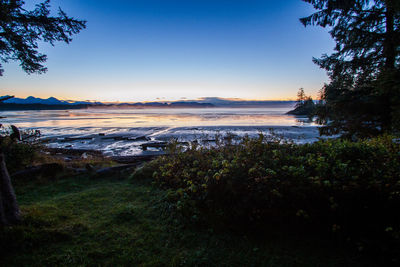 Scenic view of sea against clear sky