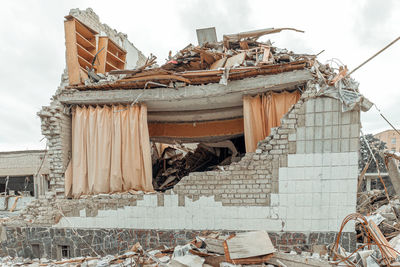 Low angle view of old building against sky